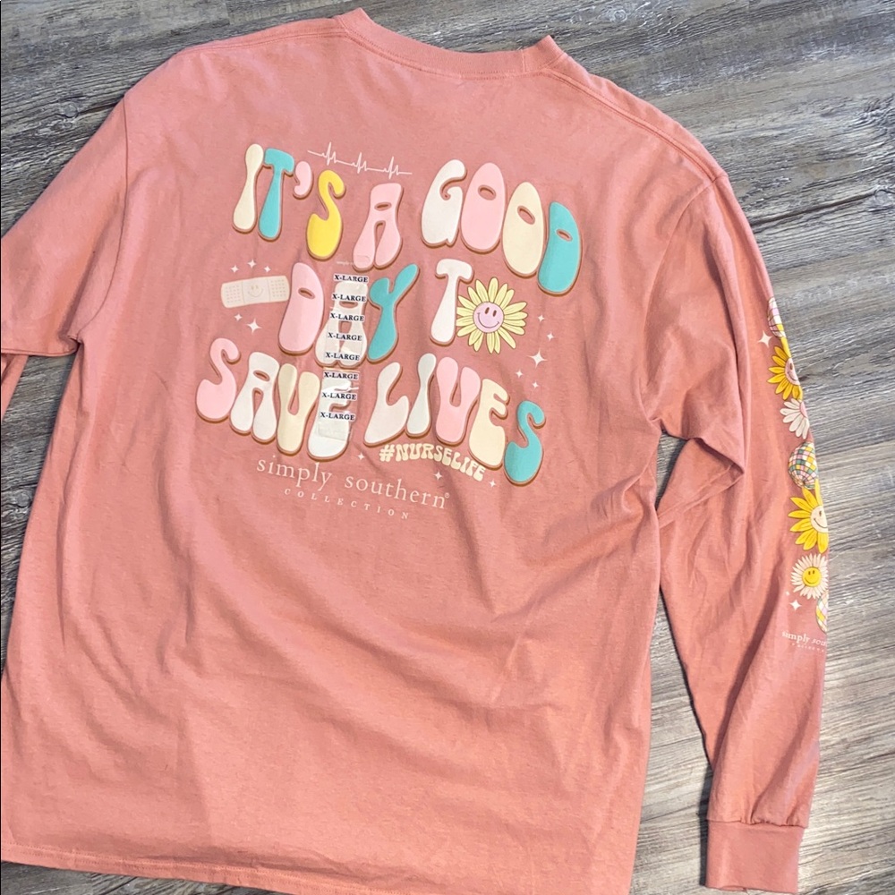 NWOT SIMPLY SOUTHERN Nurse Scrub Life L/S Tee XL